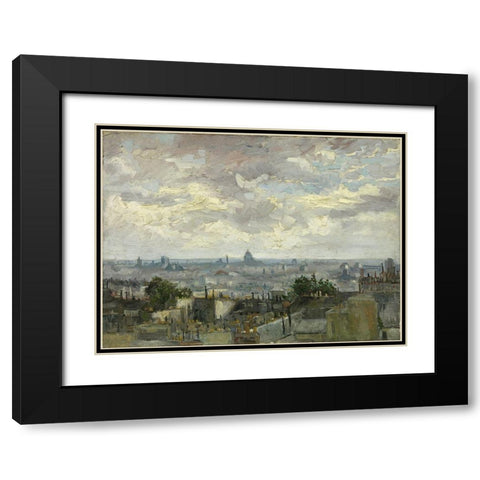 View of Paris Black Modern Wood Framed Art Print with Double Matting by van Gogh, Vincent