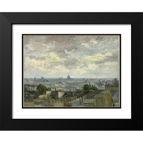 View of Paris Black Modern Wood Framed Art Print with Double Matting by van Gogh, Vincent