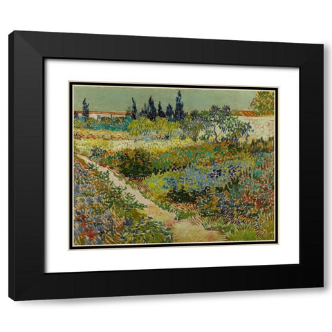 Garden at Arles Black Modern Wood Framed Art Print with Double Matting by van Gogh, Vincent