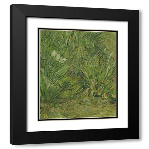 Garden with butterflies Black Modern Wood Framed Art Print with Double Matting by van Gogh, Vincent