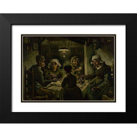 The potato eaters Black Modern Wood Framed Art Print with Double Matting by van Gogh, Vincent