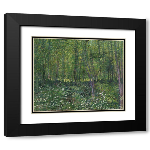 Trees and undergrowth Black Modern Wood Framed Art Print with Double Matting by van Gogh, Vincent