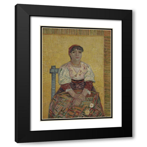 The Italian Woman Black Modern Wood Framed Art Print with Double Matting by van Gogh, Vincent