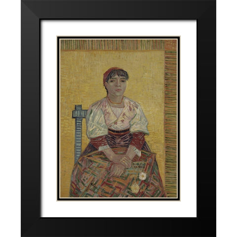 The Italian Woman Black Modern Wood Framed Art Print with Double Matting by van Gogh, Vincent