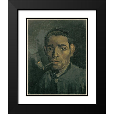 Head of a man Black Modern Wood Framed Art Print with Double Matting by van Gogh, Vincent