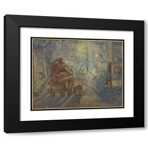 Night Black Modern Wood Framed Art Print with Double Matting by van Gogh, Vincent