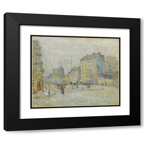 Boulevard de Clichy Black Modern Wood Framed Art Print with Double Matting by van Gogh, Vincent