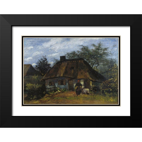 Farmhouse in Nuenen Black Modern Wood Framed Art Print with Double Matting by van Gogh, Vincent