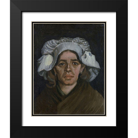 Head of a woman Black Modern Wood Framed Art Print with Double Matting by van Gogh, Vincent