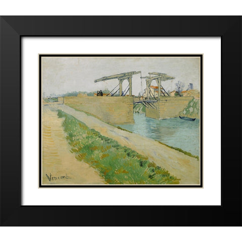 The Langlois bridge Black Modern Wood Framed Art Print with Double Matting by van Gogh, Vincent