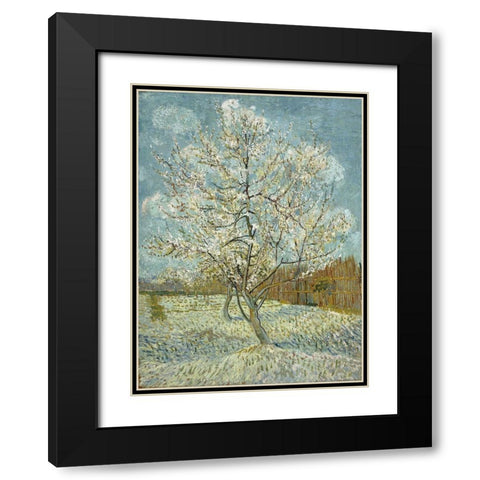 The pink peach tree Black Modern Wood Framed Art Print with Double Matting by van Gogh, Vincent