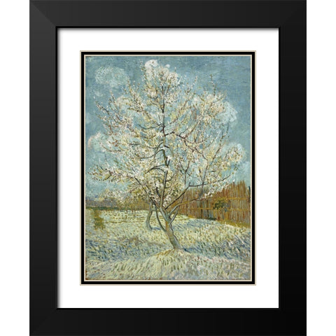 The pink peach tree Black Modern Wood Framed Art Print with Double Matting by van Gogh, Vincent