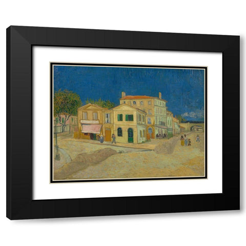 The yellow house Black Modern Wood Framed Art Print with Double Matting by van Gogh, Vincent