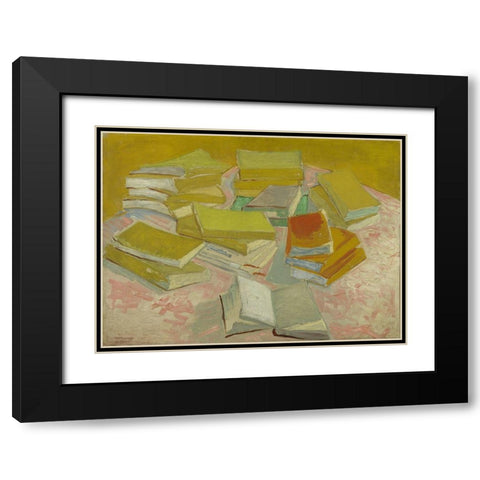 Piles of French novels Black Modern Wood Framed Art Print with Double Matting by van Gogh, Vincent
