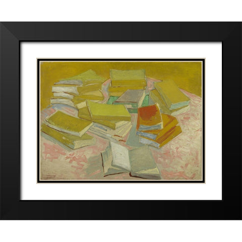 Piles of French novels Black Modern Wood Framed Art Print with Double Matting by van Gogh, Vincent