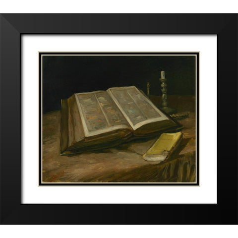 Still life with Bible Black Modern Wood Framed Art Print with Double Matting by van Gogh, Vincent