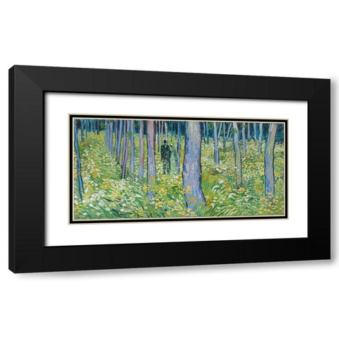 Undergrowth with two Figures Black Modern Wood Framed Art Print with Double Matting by van Gogh, Vincent