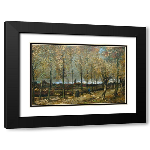 Lane with Poplars near Nuenen Black Modern Wood Framed Art Print with Double Matting by van Gogh, Vincent