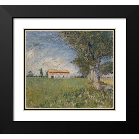 Farmhouse in a wheat field Black Modern Wood Framed Art Print with Double Matting by van Gogh, Vincent