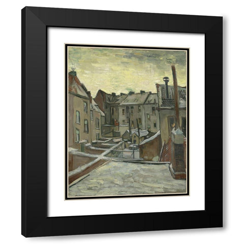 Houses seen from the back Black Modern Wood Framed Art Print with Double Matting by van Gogh, Vincent