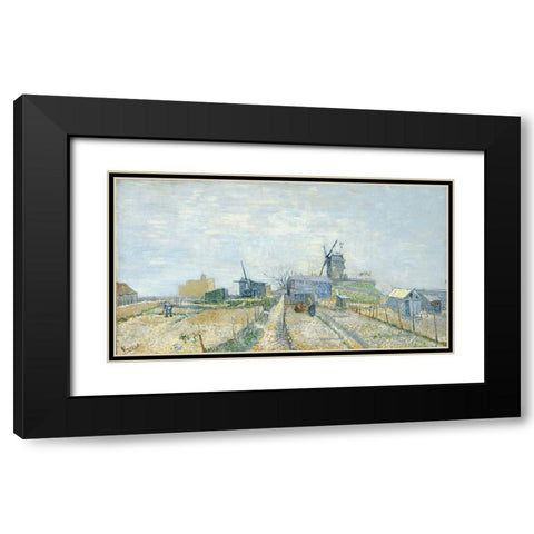 Montmartre, mills and vegetable gardens Black Modern Wood Framed Art Print with Double Matting by van Gogh, Vincent