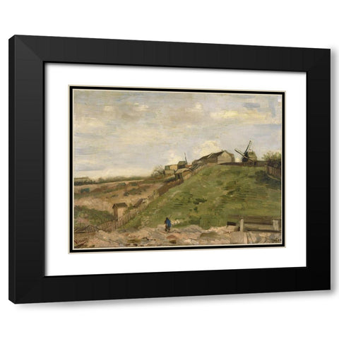 The hill of Montmartre with stone quarry Black Modern Wood Framed Art Print with Double Matting by van Gogh, Vincent