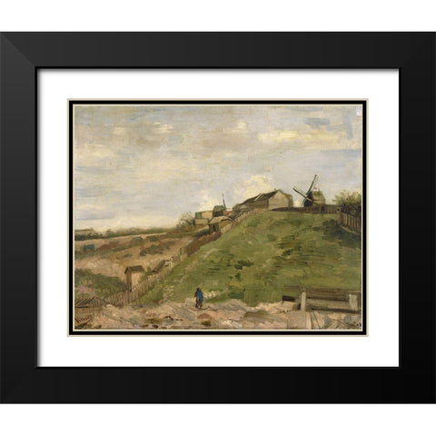 The hill of Montmartre with stone quarry Black Modern Wood Framed Art Print with Double Matting by van Gogh, Vincent
