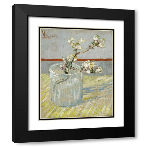 Sprig of flowering almond in a glass Black Modern Wood Framed Art Print with Double Matting by van Gogh, Vincent