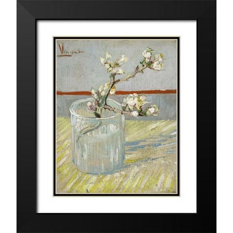 Sprig of flowering almond in a glass Black Modern Wood Framed Art Print with Double Matting by van Gogh, Vincent