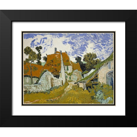 Street in Auvers-sur-Oise Black Modern Wood Framed Art Print with Double Matting by van Gogh, Vincent