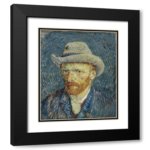 Self-portrait with grey felt hat Black Modern Wood Framed Art Print with Double Matting by van Gogh, Vincent