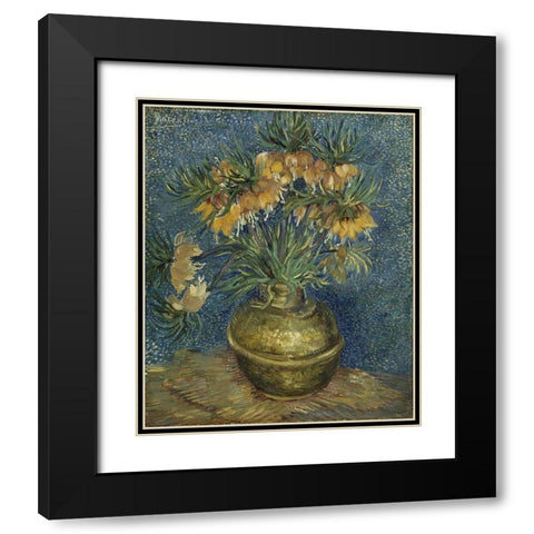 Imperial Fritillaries in a Copper Vase Black Modern Wood Framed Art Print with Double Matting by van Gogh, Vincent