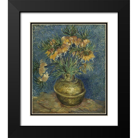 Imperial Fritillaries in a Copper Vase Black Modern Wood Framed Art Print with Double Matting by van Gogh, Vincent