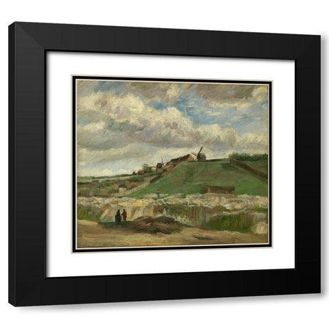 The hill of Montmartre with stone quarry Black Modern Wood Framed Art Print with Double Matting by van Gogh, Vincent