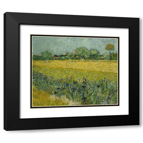 Field with flowers near Arles Black Modern Wood Framed Art Print with Double Matting by van Gogh, Vincent