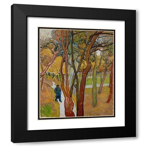 The garden of Saint Pauls Hospital Black Modern Wood Framed Art Print with Double Matting by van Gogh, Vincent