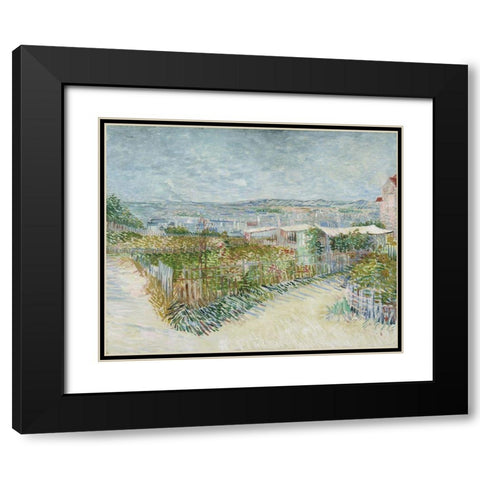 Montmartre, behind the Moulin de la Galette Black Modern Wood Framed Art Print with Double Matting by van Gogh, Vincent