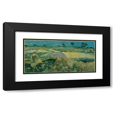 The Plain of Auvers Black Modern Wood Framed Art Print with Double Matting by van Gogh, Vincent