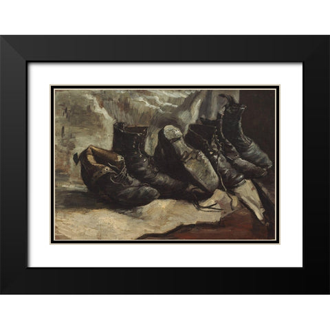 Three pairs of shoes Black Modern Wood Framed Art Print with Double Matting by van Gogh, Vincent