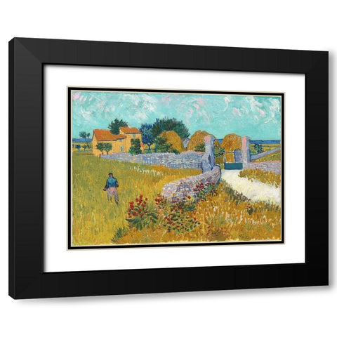 Farmhouse in Provence Black Modern Wood Framed Art Print with Double Matting by van Gogh, Vincent
