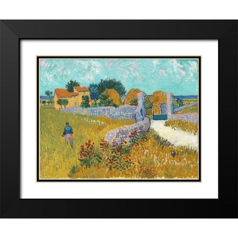 Farmhouse in Provence Black Modern Wood Framed Art Print with Double Matting by van Gogh, Vincent
