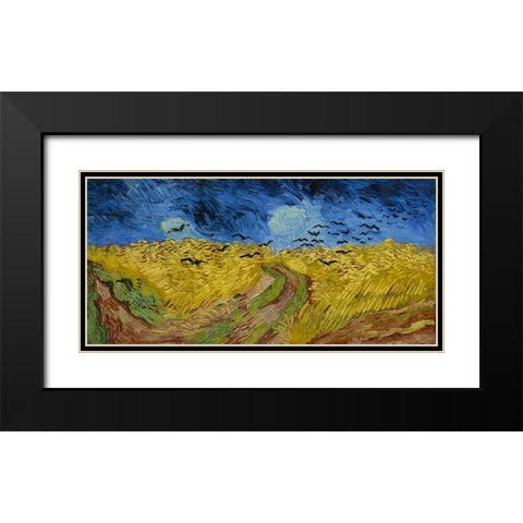 Wheat Field with Crows Black Modern Wood Framed Art Print with Double Matting by van Gogh, Vincent