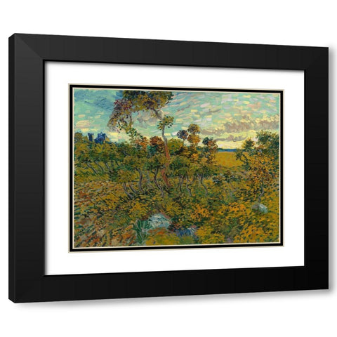 Sunset at Montmajour Black Modern Wood Framed Art Print with Double Matting by van Gogh, Vincent