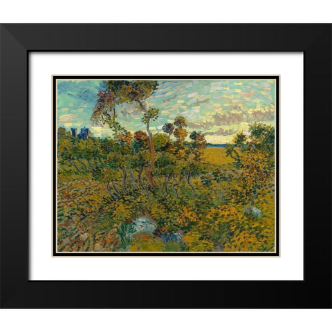 Sunset at Montmajour Black Modern Wood Framed Art Print with Double Matting by van Gogh, Vincent