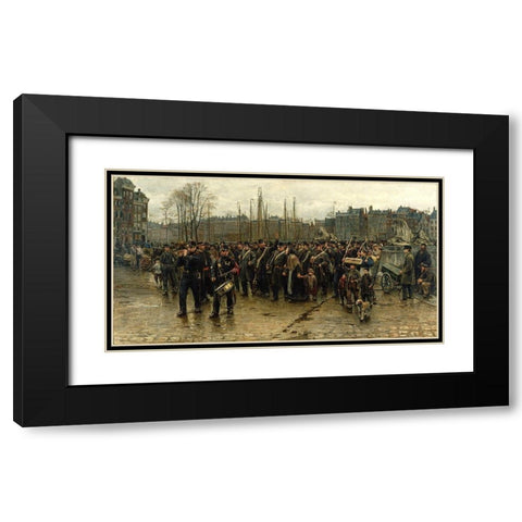Transport of colonial soldiers Black Modern Wood Framed Art Print with Double Matting by Israels, Isaac