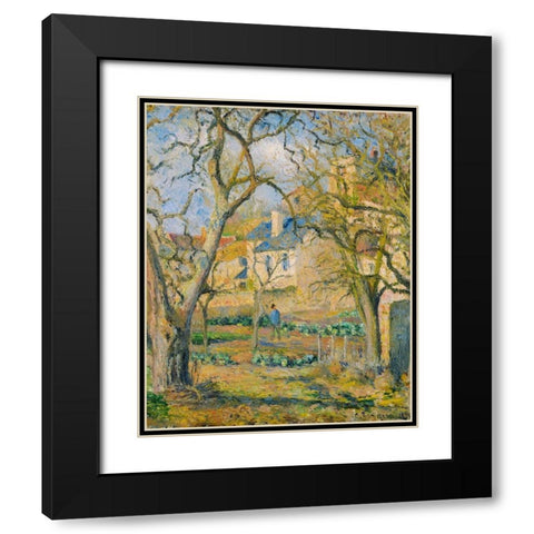 Vegetable Garden Black Modern Wood Framed Art Print with Double Matting by Pissarro, Camille