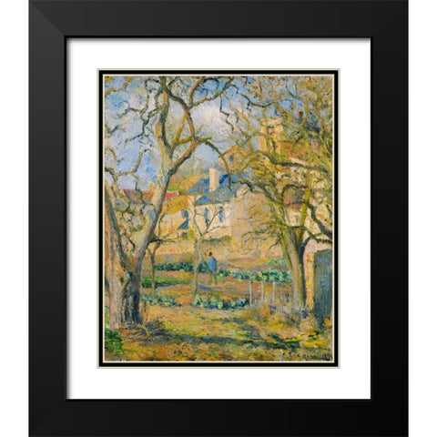 Vegetable Garden Black Modern Wood Framed Art Print with Double Matting by Pissarro, Camille