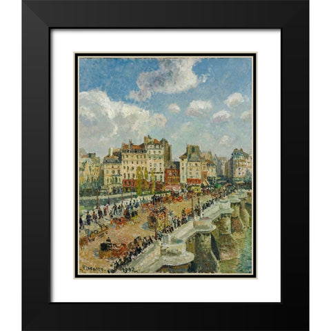 The Pont-Neuf Black Modern Wood Framed Art Print with Double Matting by Pissarro, Camille