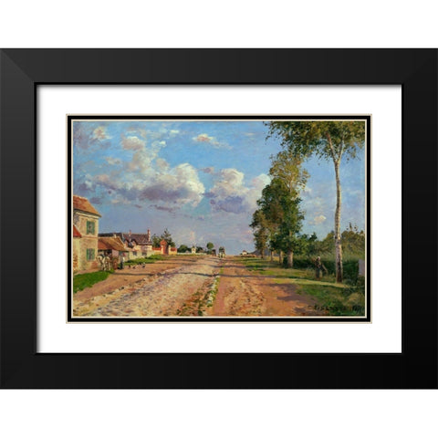 Route de Versailles, Rocquencourt Black Modern Wood Framed Art Print with Double Matting by Pissarro, Camille