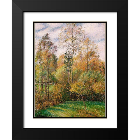 Automne, Peupliers, Eragny Black Modern Wood Framed Art Print with Double Matting by Pissarro, Camille